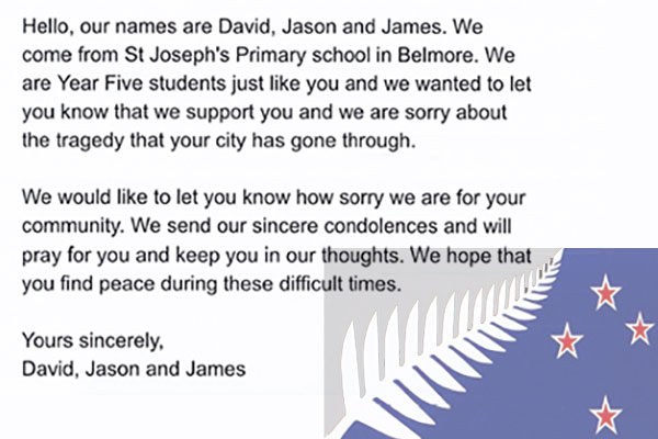 letter from David, Jason and James for Christchurch